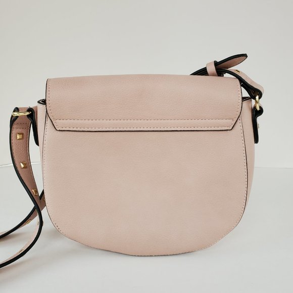 Victoria's Secrets Crossbody Saddle Bag Purse Pink Blush Studded Faux Leather - Picture 9 of 15